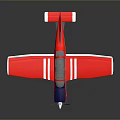 Red Model Airplane With White Stripes Blue Nose And Tail Propeller Design 3d model