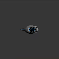 Futuristic Silver Sci Fi Device With Blue Glowing Accents And Textured Details