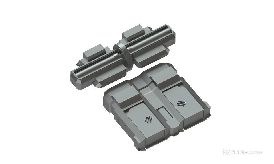 Gray Plastic Mechanical Connector Parts With Interlocking Design And Durable Structure 3d model 