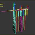 Ancient Building Model With Tall Stone Columns Decorative Tops And Horizontal Beam
