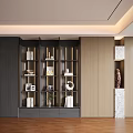 Modern Wooden Decorative Cabinet With Open Shelves Closed Storage And Decorative Items
