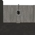 Modern Starburst Chandelier with White Light Fixtures in Minimalist Interior with Concrete Wall
