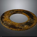 Rusty Circular Metal Industrial Equipment Part Featuring Central Hole And Corroded Surface