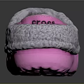 Pink Crocs Slippers With Holes Gray Fuzzy Collar And Soft Interior