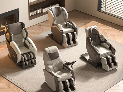 Four Modern Massage Chairs in Neutral Tones for Cozy Home Interior Comfort 3d model