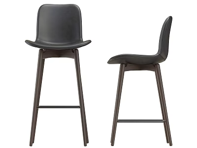 Modern Black Bar Stools With Dark Wooden Legs And Sleek Design 3d model