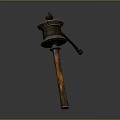Traditional Prayer Wheel With Wooden Handle Metal Top And Intricate Carvings As Daily Living Essential
