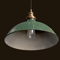 Vintage Industrial Pendant Light With Green Shade Brass Top And White Interior Light Bulb