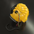 Yellow Sphere Shaped Device With Black Transparent Section Colorful Wires And Black Strap