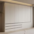 Modern White Integrated Wardrobe Design With Sleek Front And Drawers 3d model