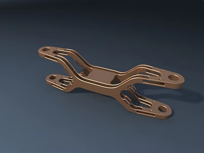 Intricate Golden Metal Sculpture Carving With Mechanical Structure And Hollow Design 3d model