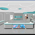 Modern Eyewear Store Interior With Display Counters And Glasses Display Shelves 3d model