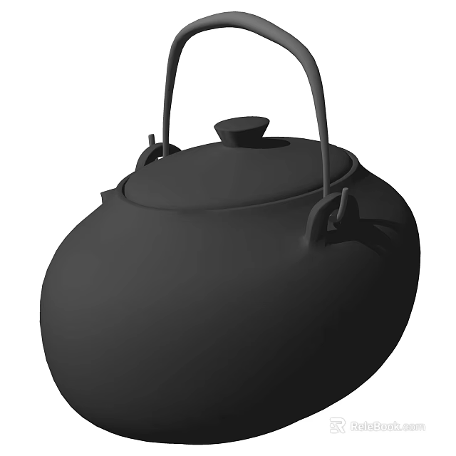 Traditional Black Tea Kettle With Handle And Lid For Tea Ceremony 3d model 