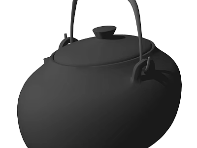 Traditional Black Tea Kettle With Handle And Lid For Tea Ceremony 3d model