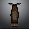 Unique Wooden Chair With Woven Backrest Red Cushion And Decorative Armrests