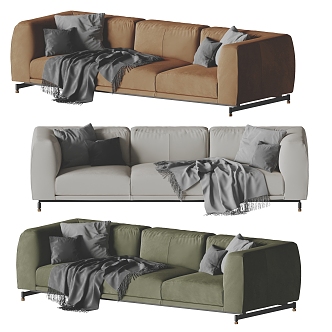 Modern Italy FENDI Multi-Person Sofa Three-Person Sofa Casual Sofa Long Sofa Living Room Sofa Pillow Carpet 3d model