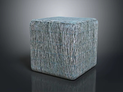 Natural Plant Fiber Woven Cube On Dark Surface With Gray Background 3d model
