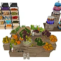 Multi Tiered Display Shelves Organizing Fresh Fruits Vegetables With Layered Design