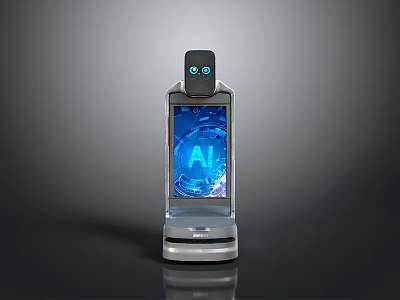 Human Interacting With AI Smart Device Featuring Interactive Screen And Camera 3d model