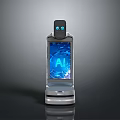 Human Interacting With AI Smart Device Featuring Interactive Screen And Camera