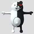Two Tone Black And White Bear Game Movie Character With Red Eyes