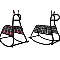 Plaid Patterned Cushion Metal Frame Rocking Leisure Chair With Modern Design And Comfortable Relaxation