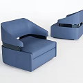 Two Modern Blue Single Sofas With Wide Armrests And Black Trim Design Details 3d model