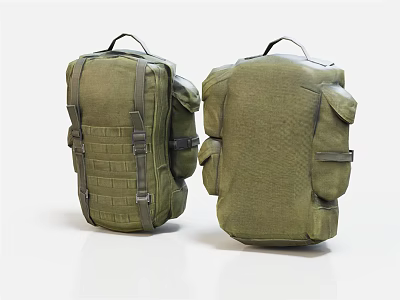 Green Military Style Backpacks Featuring Multiple Pockets Durable Straps And Practical Design 3d model