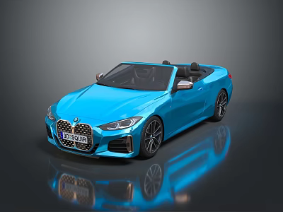 Blue BMW Open Top Convertible With Black Alloy Wheels And Sporty Exterior Design 3d model
