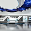 Modern Tech Inspired Interior With Starry Sky Ceiling And Sleek Control Console 3d model