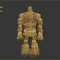 Straw Scarecrow 3D Model Back View With Tied Structure And Humanoid Shape