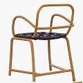 Modern Wooden Chair Design With Curved Arms And Woven Pattern Seat