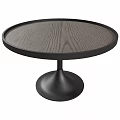 Modern Round Dining Table Featuring Wooden Top And Black Pedestal Base 3d model
