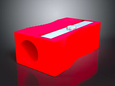 Red Pencil Sharpener With Smooth Surface And Circular Hole For Home Office Use 3d model