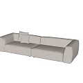 Beige Sectional Sofa With Accent Pillow On Marble Floor Against Neutral Wall 3d model