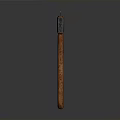 Classic Axe Weapon With Black Head And Orange Wooden Handle On Gray Background