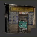 Old Style Building Facade With Colorful Tiles And Green Graffiti Art