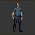 Game Movie Male Character With Blue Shirt Black Pockets Blue Pants Black Belt Standing Pose