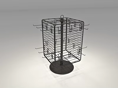 Black Metal Rotating Display Rack with Multiple Hooks for Retail Store Merchandise Organization 3d model