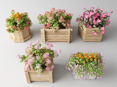 Modern Flower Box Potted Plant 3d model