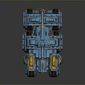 Blue and Yellow Military Tank With Mechanical Structure Tracks and Armor Design