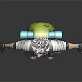 Stylish 3D Character With Gray Hair Long Coat Backpack Black Green Clothing Gloves And Sneakers