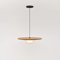 Modern Pendant Light With Brown Circular Shade Black Base And White Globe Bulb 3d model