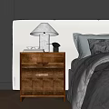 Elegant Wooden Bedside Table With Lamp Cups Black Decor Beside Bed White Headboard