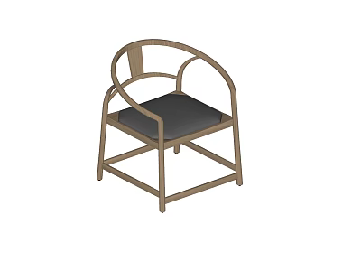 Modern Armchair With Wooden Frame Black Seat And Curved Backrest Design 3d model