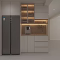 Modern Kitchen Sideboard with Glass Door Storage LED Lighting Coffee Machine and Drawers