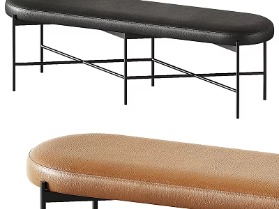 Stylish Upholstered Foot Benches With Metal Frames 3d model