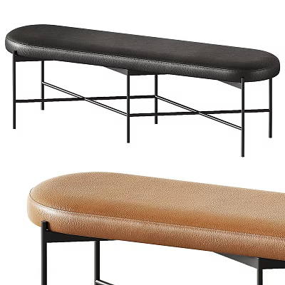 Stylish Upholstered Foot Benches With Metal Frames 3d model
