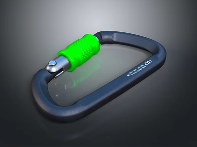 Durable Black And Green Carabiner With Locking Mechanism CE 22kN Certification 3d model
