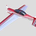 Red and White Fixed Wing Airplane with Propeller Wings and Tail Stripes